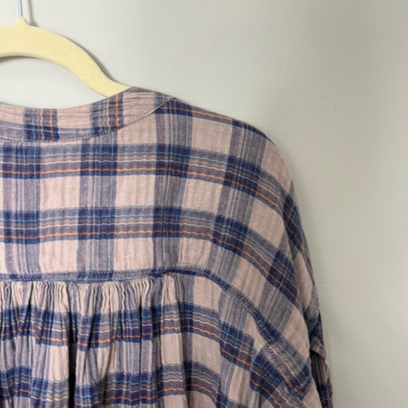 Free People We the Free Jessi Plaid Long Sleeve Top Blouse Large 730 - Picture 12 of 12